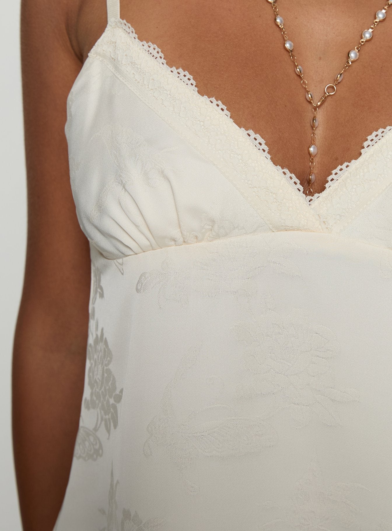 Had Me At Hello Lace Trim Floral Detail Top Cream