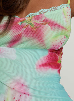 Roserie Lace Trim Mini Dress Multi Floral