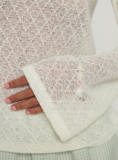 Tuppence Textured Long Sleeve Top Cream