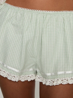 Rhubarb Lace Shorts Green Check