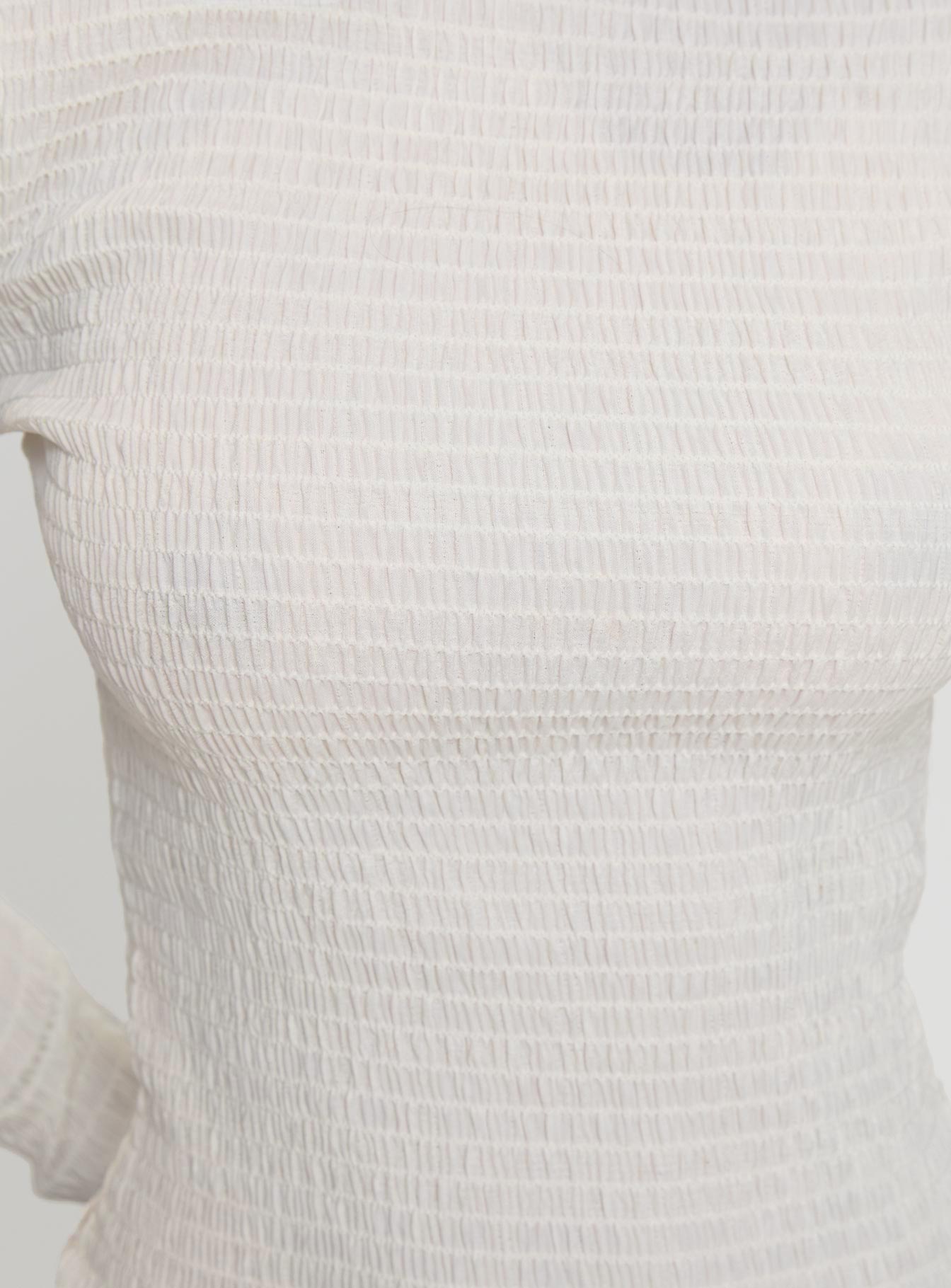 product Princess Polly Murphey Ruched Long Sleeve Top Cream Full Sleeves Boat Neck 