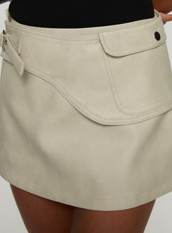 product Princess Polly Sonic Sound Faux Leather Cargo Mini Skirt Cream Mini Skirts 