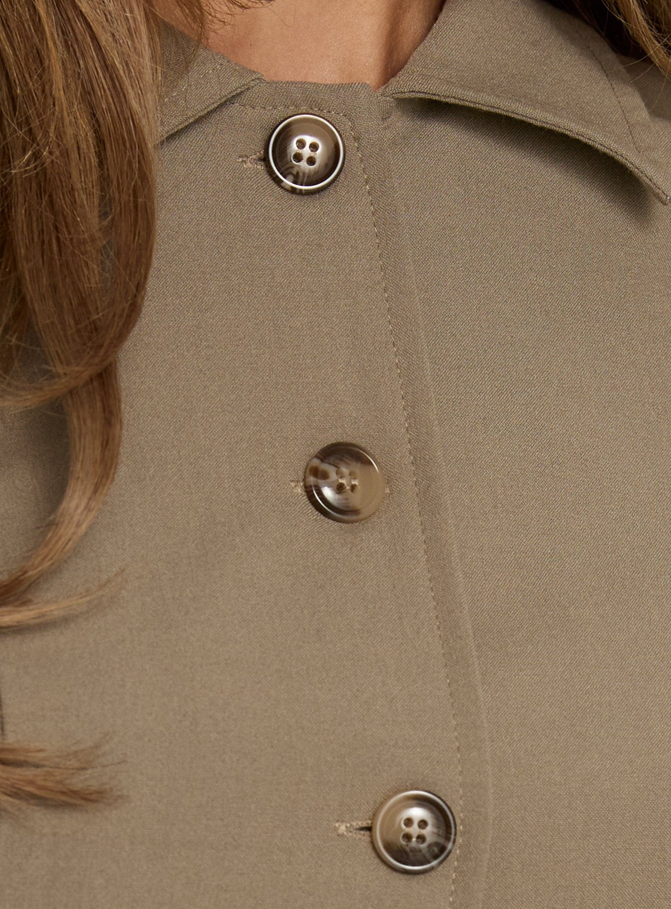 Maorah Button Up Tailored Collared Blouse Top Taupe