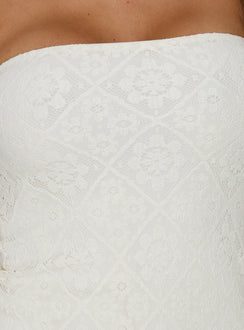 Porcelana Strapless Tassel Mini Dress Cream