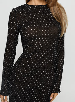 Haven Long Sleeve Maxi Dress Noir Polka