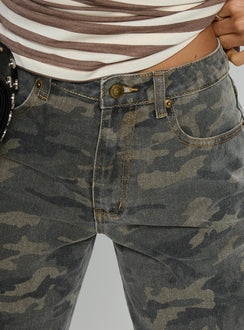 Tag Longline Denim Jorts Washed Camo