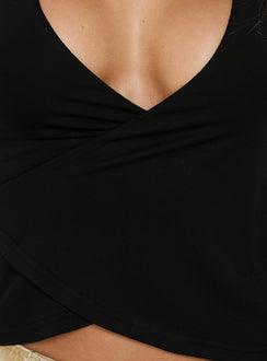 Stefanee Short Sleeve Wrap Top Black