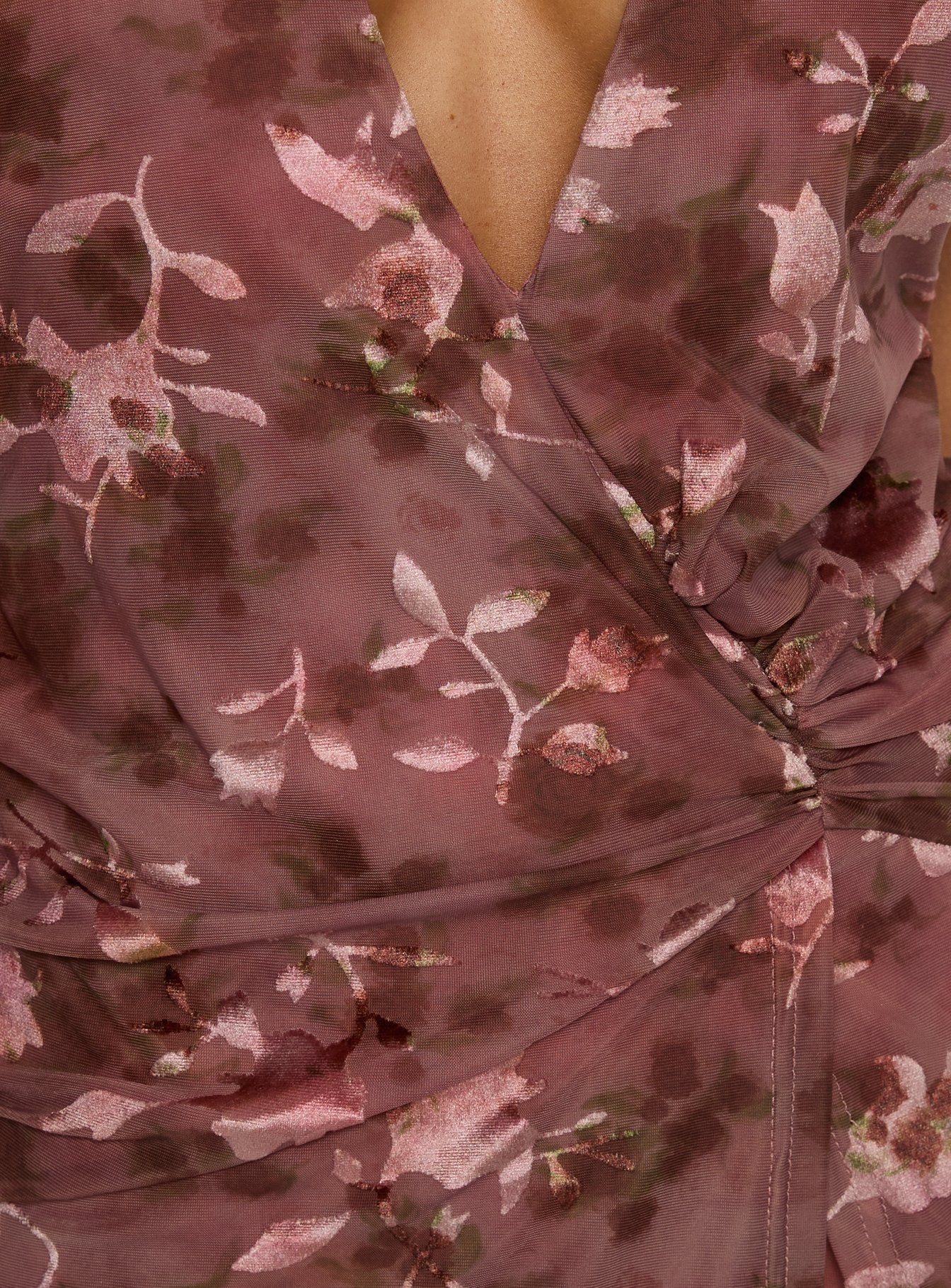 Reilley Plunge Neck Playsuit Mauve Floral