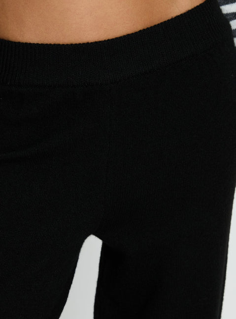 product Princess Polly Bekki Wide Leg Knit Pant Black High Rise Pants 