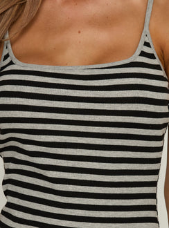 Rydar Scoop Mini Dress Grey / Black Stripe