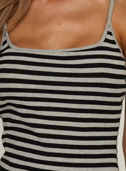 Rydar Scoop Mini Dress Grey / Black Stripe