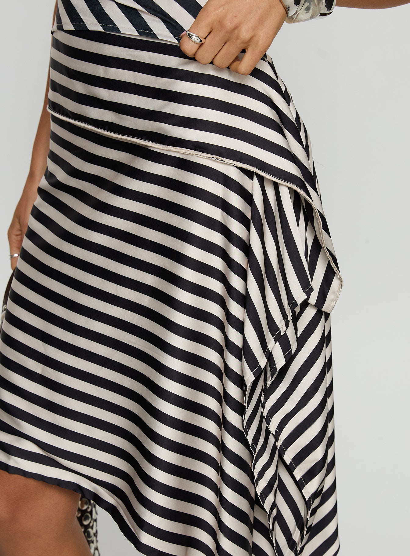 Allure Midi Skirt Noir Stripe | Princess Polly