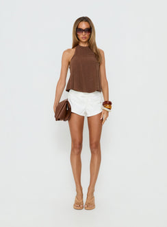 Aquaria Halter Linen Blend Top Chocolate