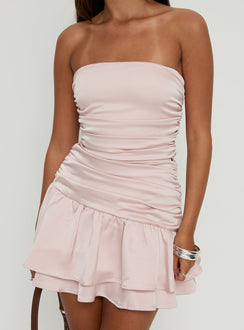 Grayce Strapless Ruched Mini Dress Pink