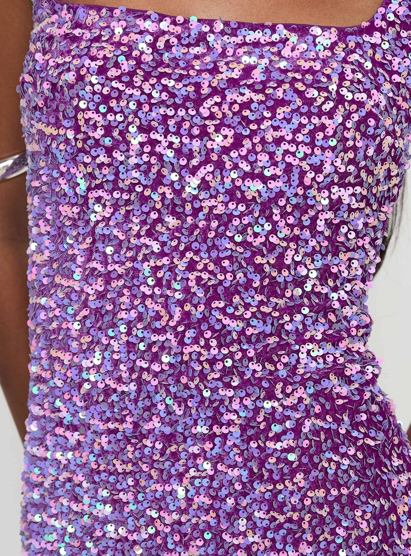 product Princess Polly Miss Me Sequin Mini Dress Purple Square Neck 