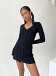Princess Polly V-Neck  Waldin Long Sleeve Mini Dress Black
