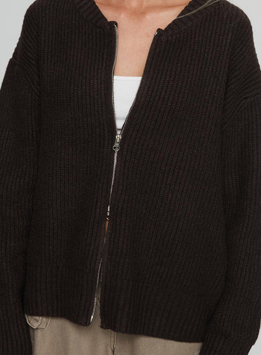 Lexene Zip Through Jumper Chocolate