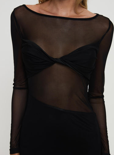 Insatiable Long Sleeve Mesh Mini Dress Black