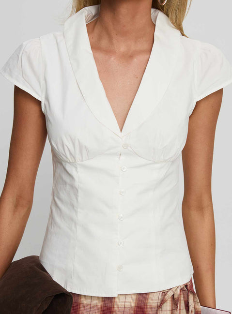 Ellis Island Collared Top White