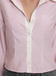 Lyndel Long Sleeve Top Pink Stripe