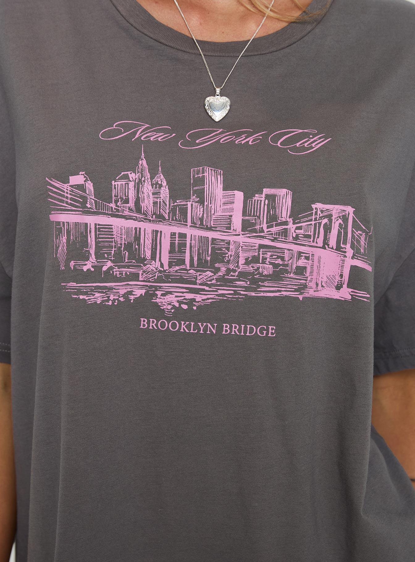 product Princess Polly Brooklyn Bridge Tee Black Half Sleeves Crew Neck 