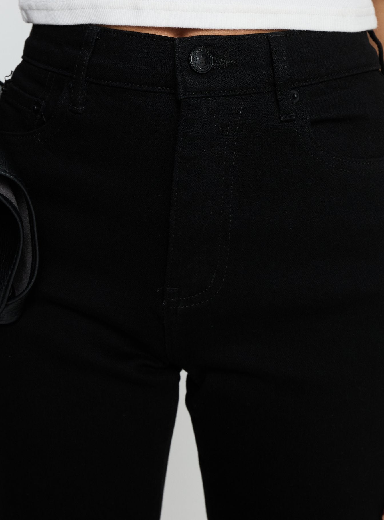 product Princess Polly Cindee High Rise Cropped Jeans Jet Black High Rise Jeans 