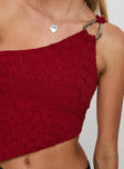 Toomba One Shoulder Top Blurred Lace Red