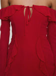 Mollins Long Sleeve Mini Dress Red