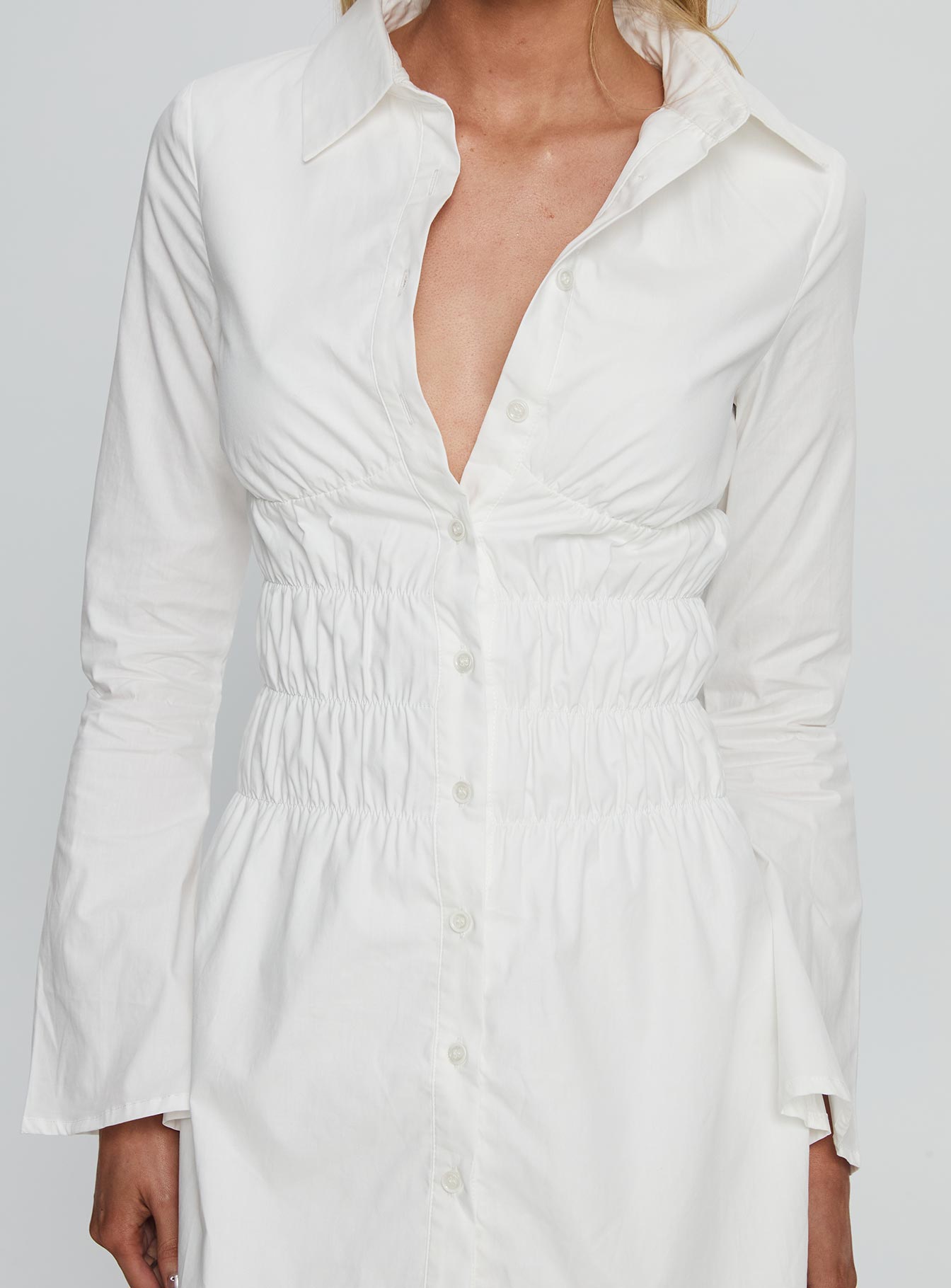long sleeve ruched a-line mini dress in white Aloruh Women's Winter Elegant Square Neck Ruched Flare Sleeve Fitted A-Line Mini Dress, Winter Dresses For Women Autumn , Women, White