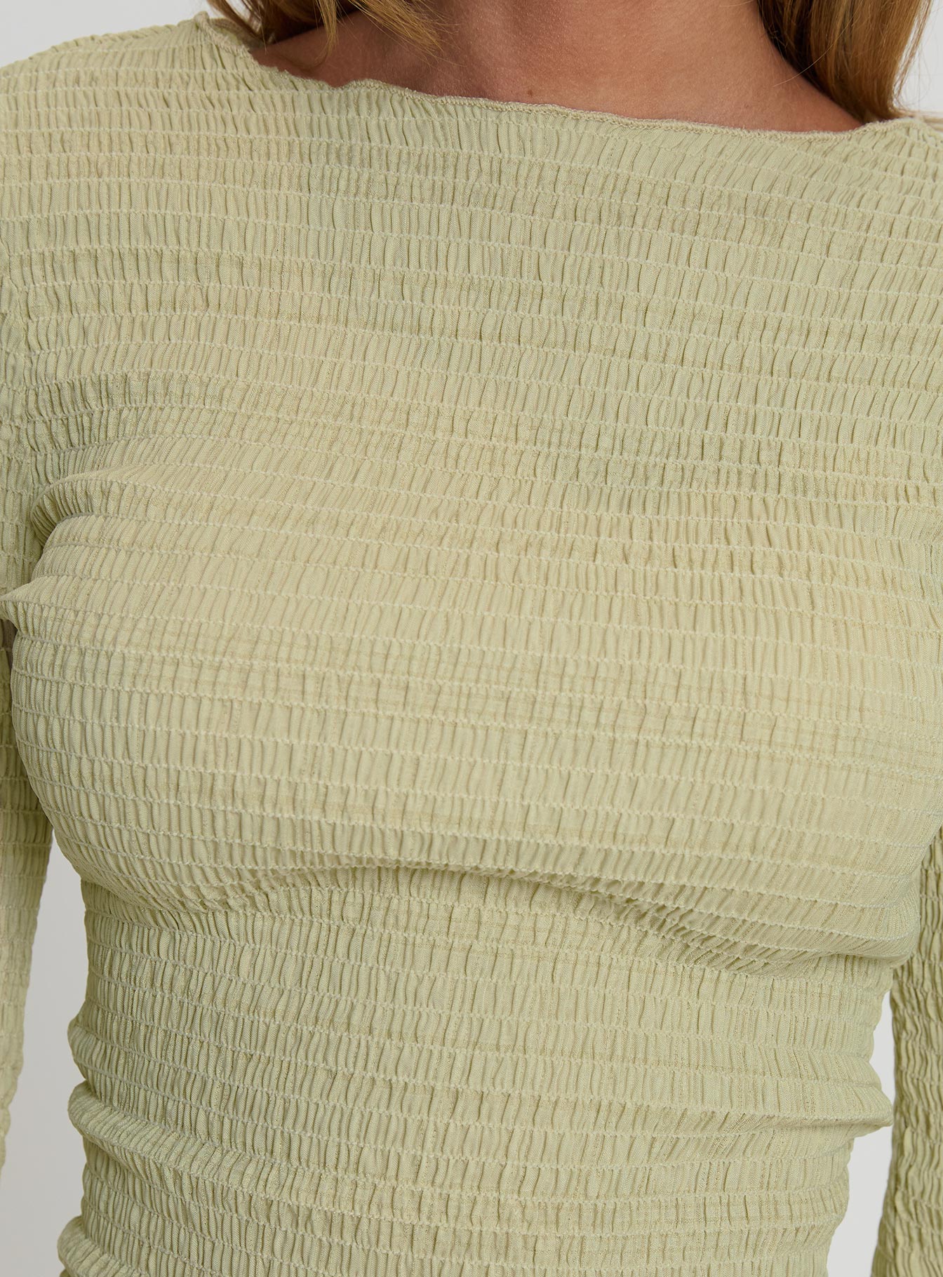 product Princess Polly Murphey Ruched Long Sleeve Top Green Full Sleeves Crew Neck 