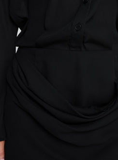 Tareno Long Sleeve Shirt Dress Black