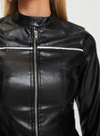 Lowgan Faux Leather Jacket Black