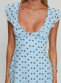 I Guess So Mini Dress Blue Polka Dot