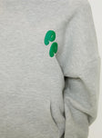 product Princess Polly Princess Polly Hooded Sweatshirt Bubble Text Grey Marle / Green 