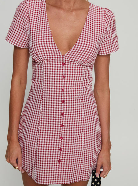 Loveliness Playsuit Red Check Petite
