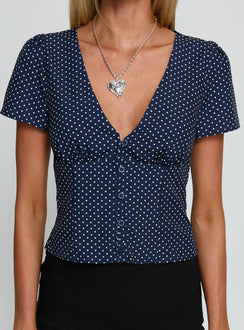 Isolda Top Navy Polka
