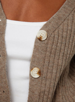 Yang Knit Cardigan Brown Princess Polly  long 