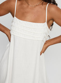 Every Breath Linen Shift Mini Dress White