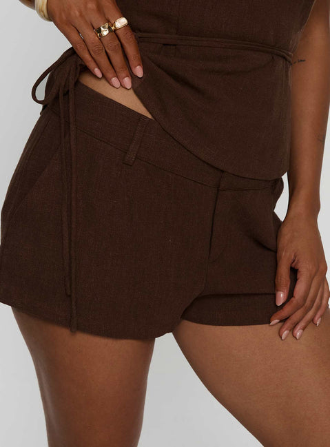 La Dulce Tailored Linen Micro Short Chocolate