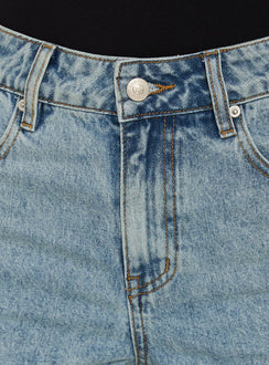 Gazelle High Rise Denim Short Light Blue Wash