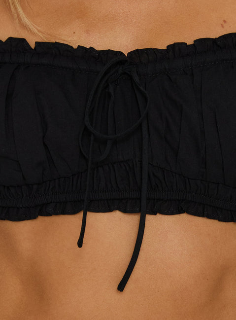 Corabel Off Shoulder Micro Crop Top Black