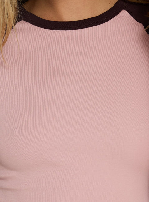 Kikkie 3/4 Sleeve Raglan Pink / Plum