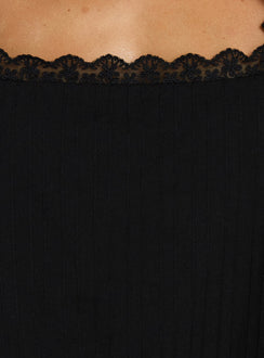 Alanah Lace Trim Top Black