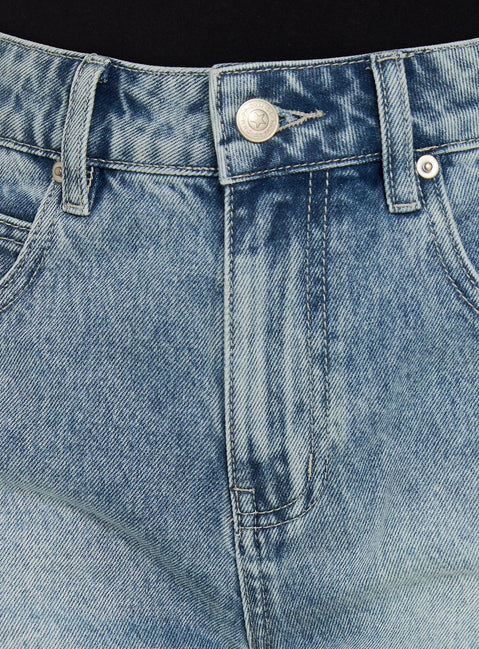 Tropicana Raw Hem Denim Shorts Light Vintage Blue