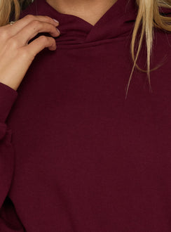 Mayse Bubble Hem Cropped Hoodie Cherry
