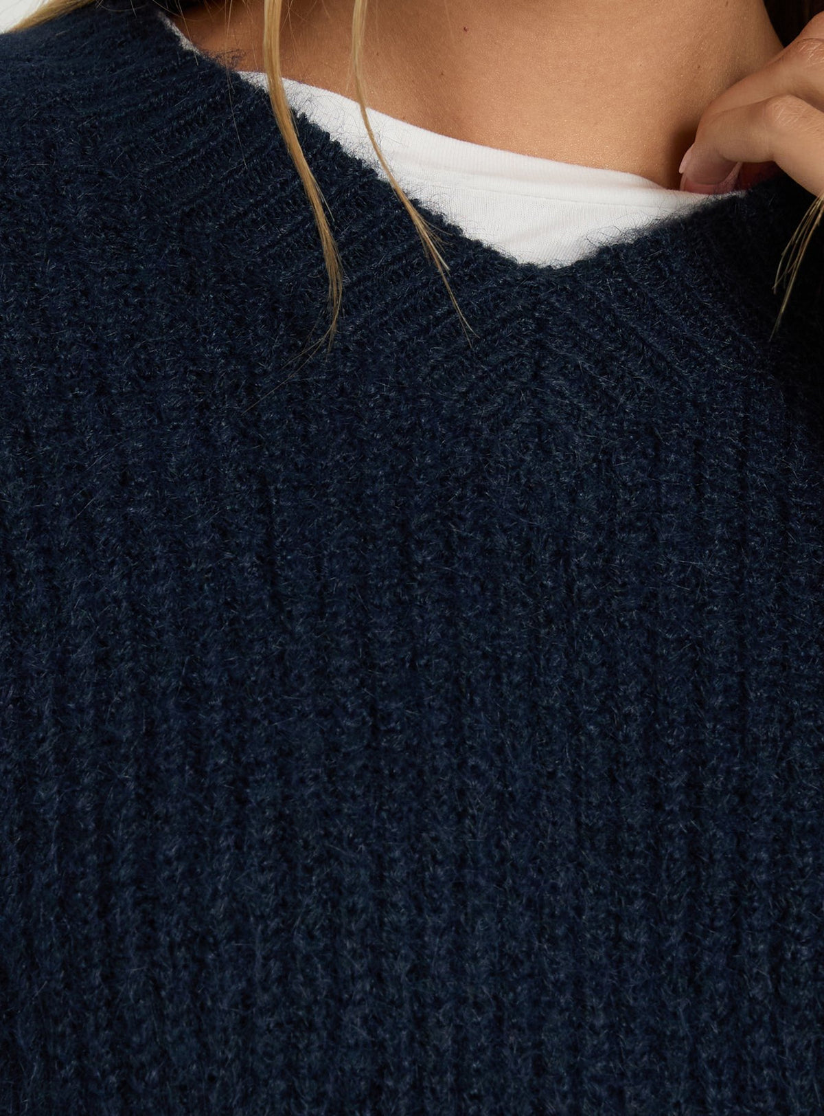 Zoelina Knit V Neck Sweater Navy