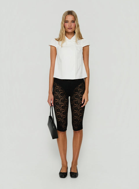 Junipah Collared Cap Sleeve Blouse Top White