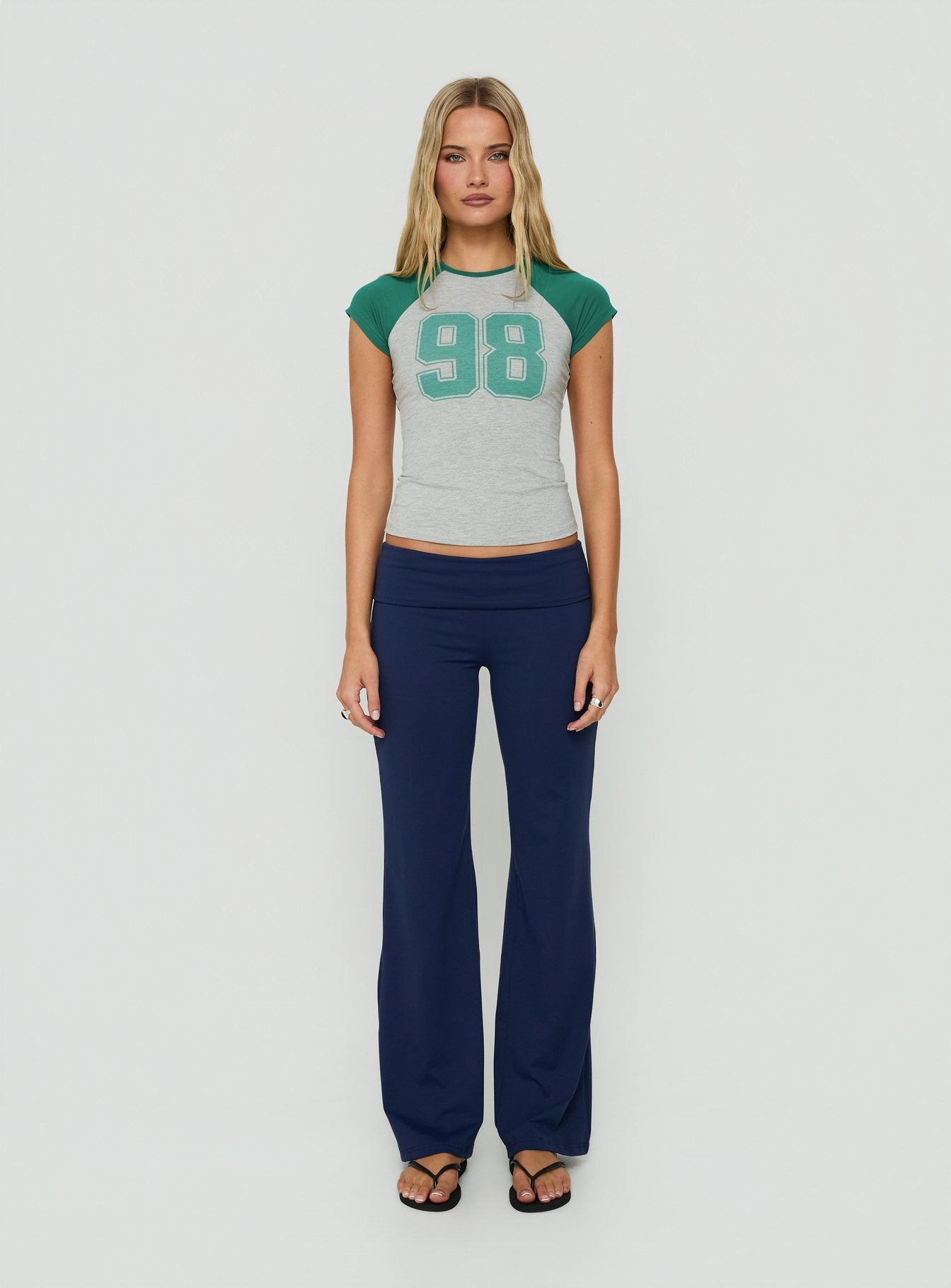 98 Classics Raglan Graphic Top Green / Grey