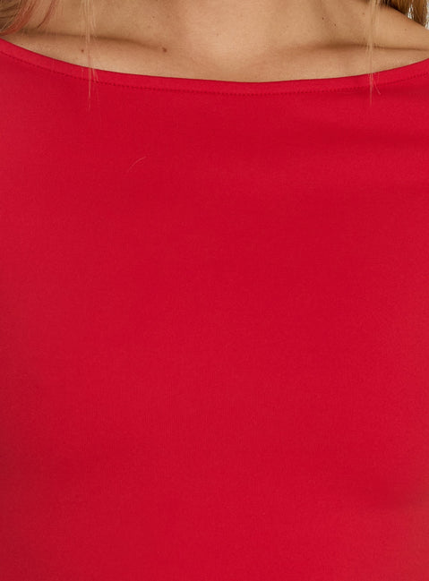 Daily Define Boatneck 3/4 Sleeve Top Fiery Red