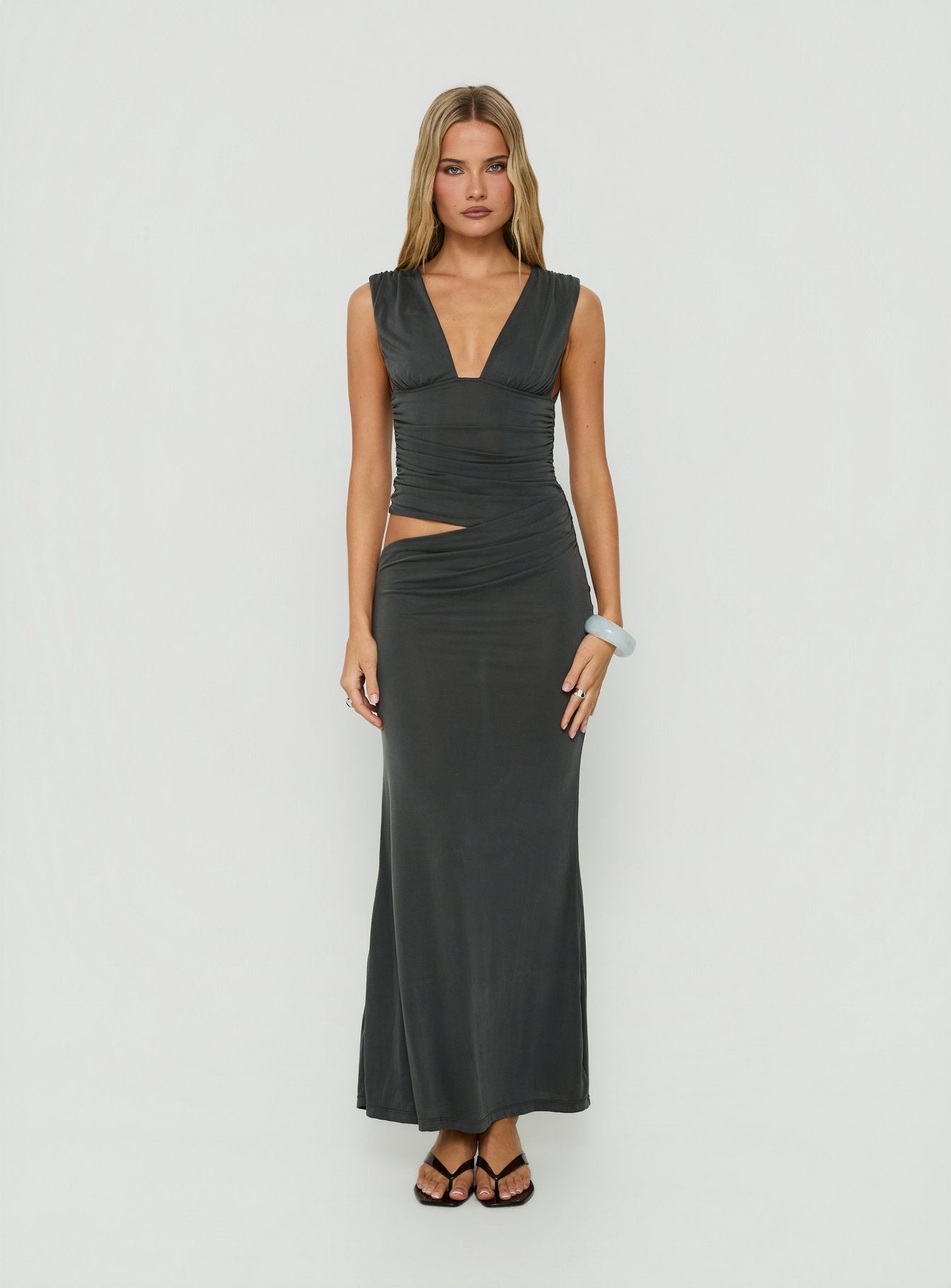 Evelen Thick Strap Maxi Dress Grey
